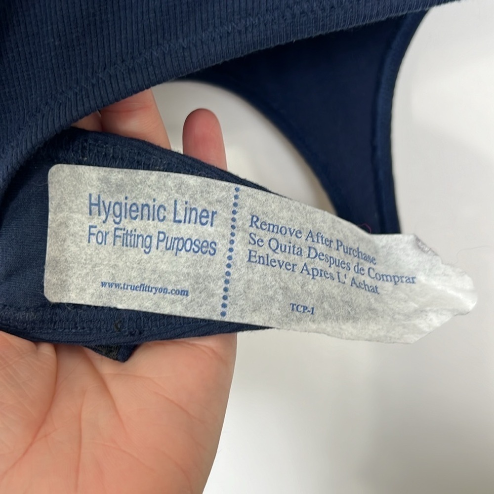 Madewell Ribbed Puff Sleeve Turtleneck Thong Bodysuit in Navy Blue Size Medium - Picture 12 of 13